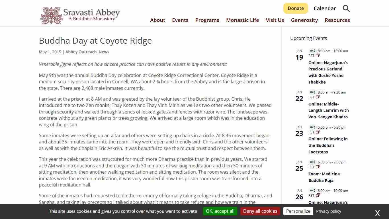 Buddha Day at Coyote Ridge - Sravasti Abbey - A Buddhist Monastery