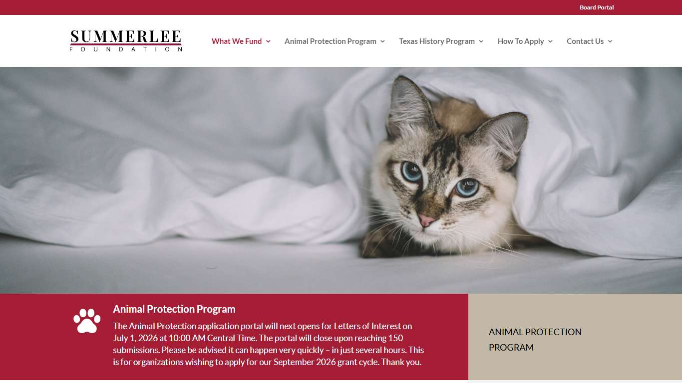 Animal Protection Recent Grant List - SUMMERLEE